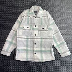 H&M Gray Green Button Up Flannel Light Jacket Casual Comfort‎ Wear Men's Size L